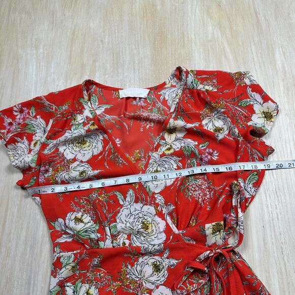 Superfoxx Orange Floral Wrap Summer Casual Midi Boho Cottagecore Dress Medium - Picture 11 of 16